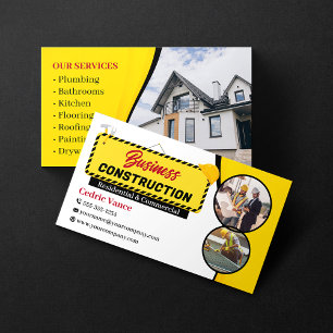 Professional Black & Yellow Building Construction Business Card