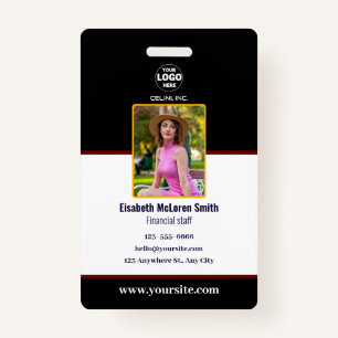 Professional BlackSecurity adge: Photo & Company  ID Badge