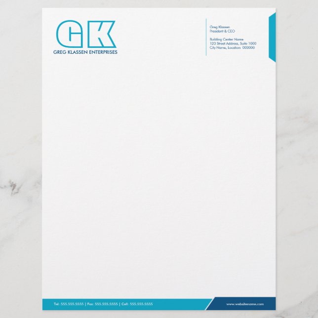Professional Blue and Teal Letterhead Template (Front)