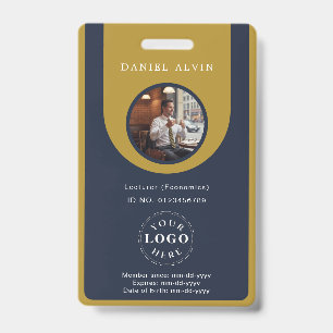 Professional Blue Brown Staff Identification ID Badge