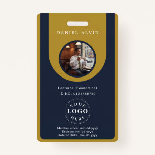 Professional Blue Brown Staff Identification ID ID Badge