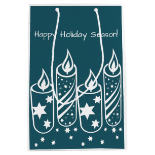Professional Blue Candles Happy Holiday Season Medium Gift Bag