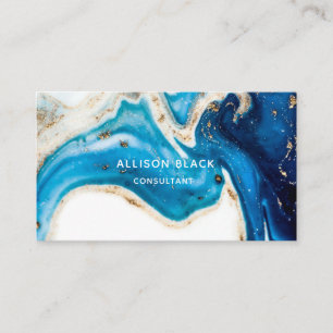 Professional Blue Gold Marble Abstract Art Business Card