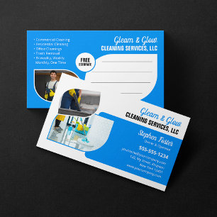 Professional Blue Home Cleaning Maid Janitorial Business Card