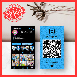 Professional Blue Housekeeping Instagram QR Business Card