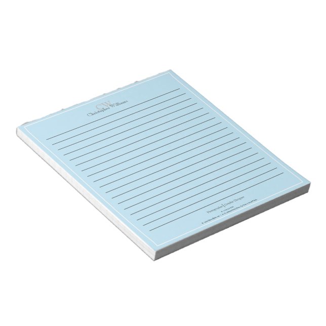 Professional Blue Minimalist Lined Notepad (Angled)