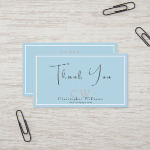 Professional Blue Minimalist Thank You Card
