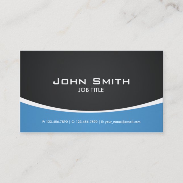 Professional Blue Modern Elegant Classy Business Card (Front)