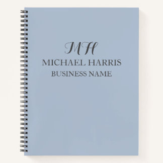 Professional Blue Monogram Initial Business Notebook