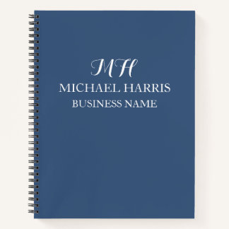 Professional Blue Monogram Initial Business Notebook
