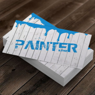 Professional Blue Painter Rustic White Wood  Business Card