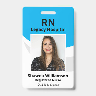 Professional Blue Photo ID Badge with Bar Code