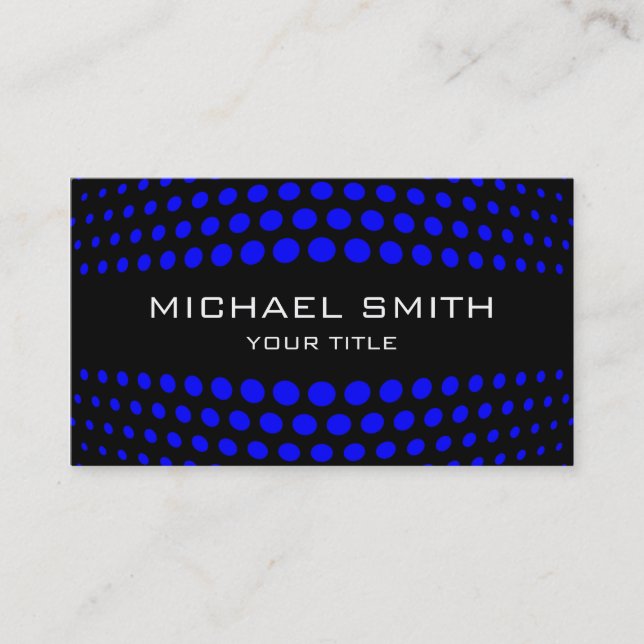 Professional Blue Polka Dot Pattern Business Card (Front)