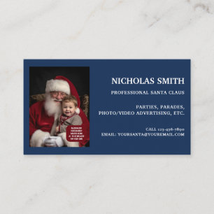 Professional Blue Santa Claus Photo Business Card