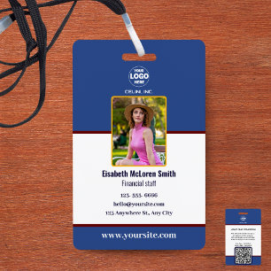 Professional Blue Security Badge: Photo & Company  ID Badge