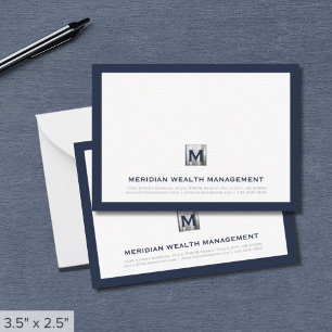 Professional Blue Silver Monogram Branded Card