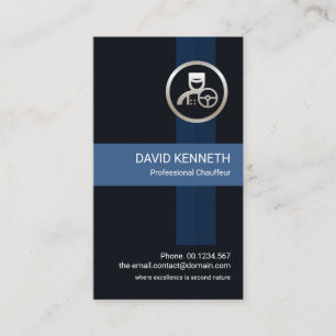 Professional Blue Stripes Silver Chauffeur Busines Business Card