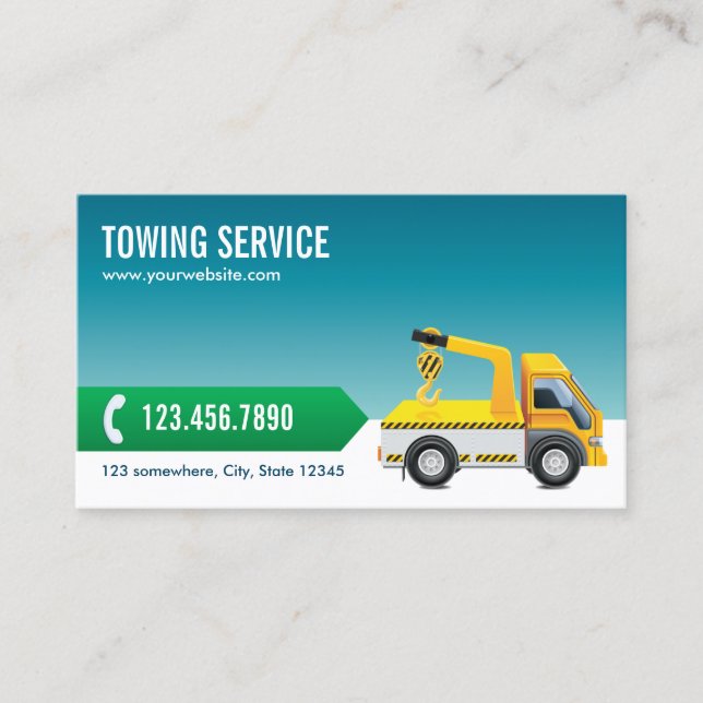 Professional Blue Towing Service Business Card (Front)