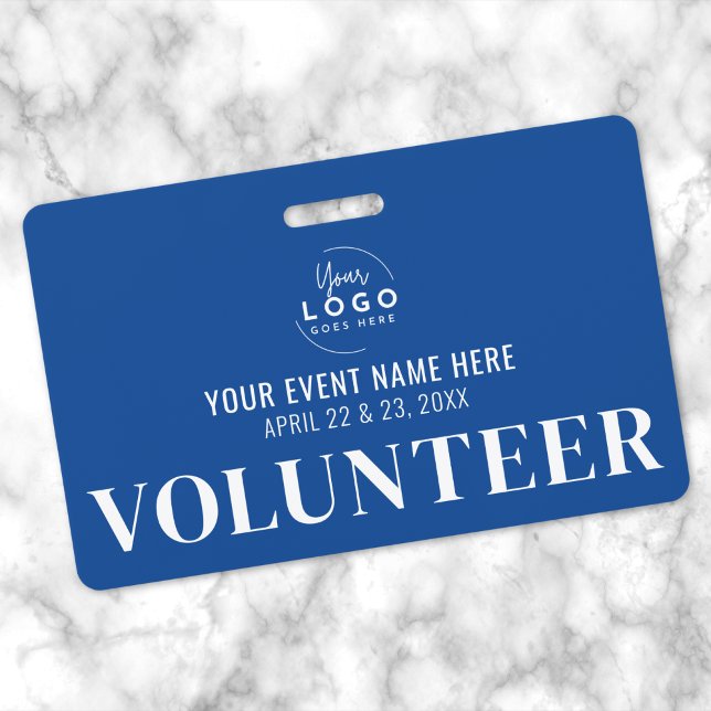 Professional Blue Volunteer ID Badge (Blue Volunteer Badge)