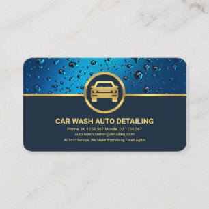 Professional Blue Water Drops Gold Auto Car Business Card