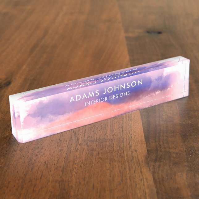 Professional Blue Watercolor Abstract Nameplate (Side)