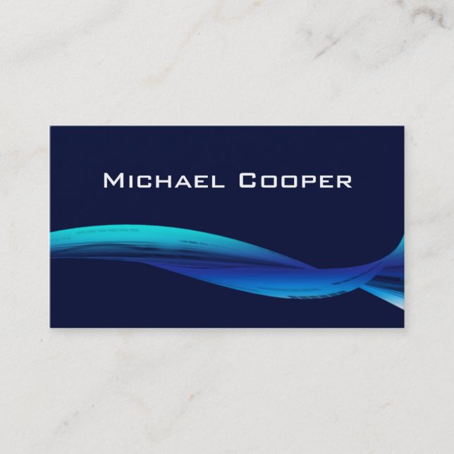 Professional Blue Wave Business Card Navy (Front)
