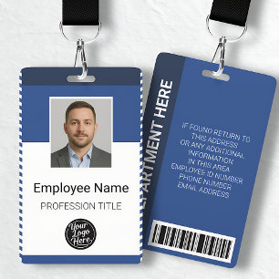 Professional Blue White Stripe Employee Photo ID ID Badge