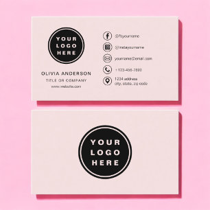 Professional Blush Pink Business Logo Social Media Business Card