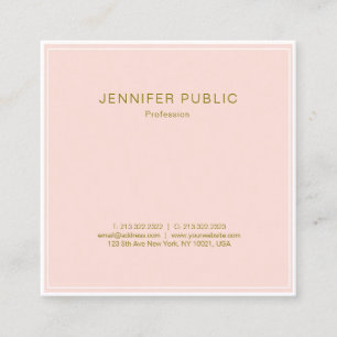 Professional Blush Pink Gold Chic Design Luxury Square Business Card