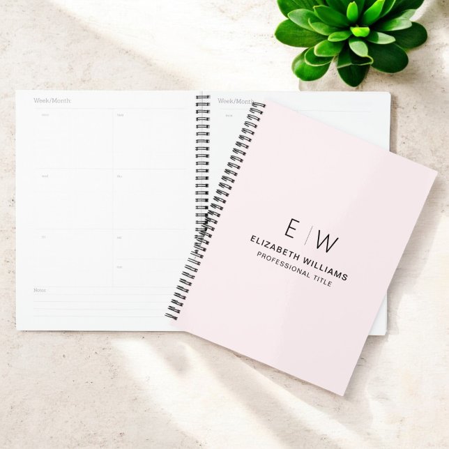 Professional Blush Pink Monogram Business Initial Planner (Creator Uploaded)