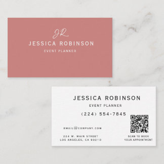 Professional Blush Pink QR Code Business Card