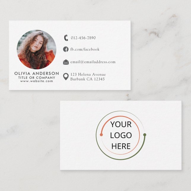 Professional Blush & White Photo Logo Business Business Card (Front/Back)