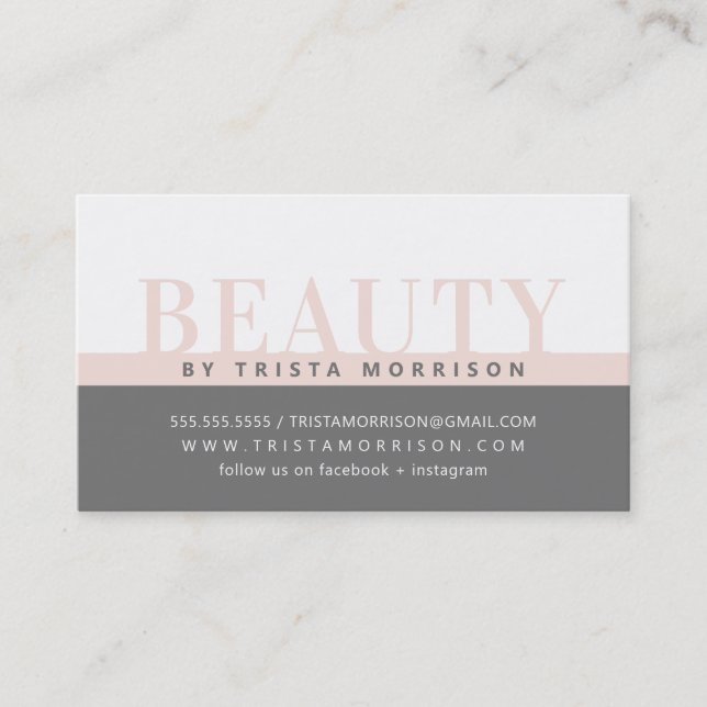PROFESSIONAL bold job colour block grey blush pink Business Card (Front)