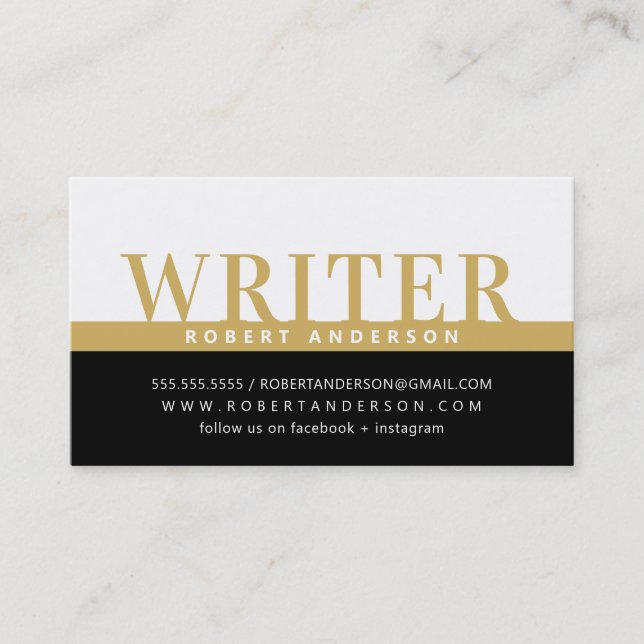 PROFESSIONAL bold job colour block old gold black Business Card (Front)