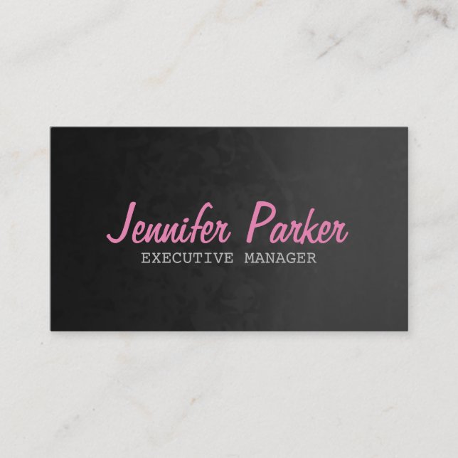 Professional Bold Text Grey Pink Stylish Business Card (Front)