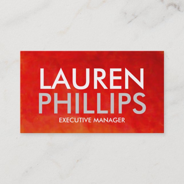 Professional Bold Text Red Abstract Art Business Card (Front)