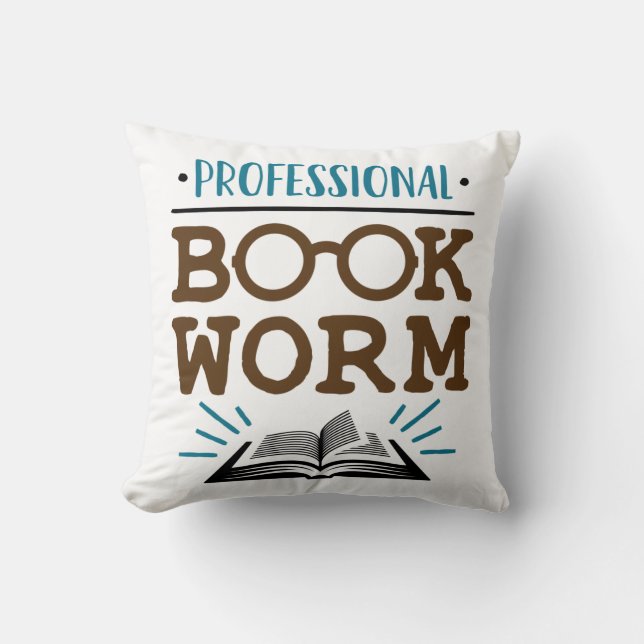 Professional Bookworm Avid Book Reader Cushion (Front)