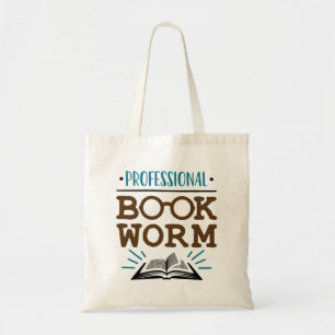 Professional Bookworm Avid Book Reader Tote Bag