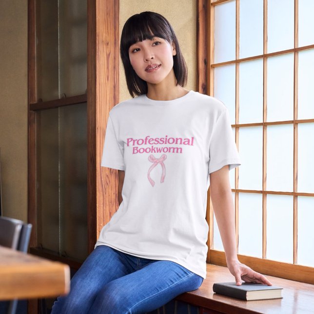 Professional Bookworm cute pink bow tshirt (Creator Uploaded)