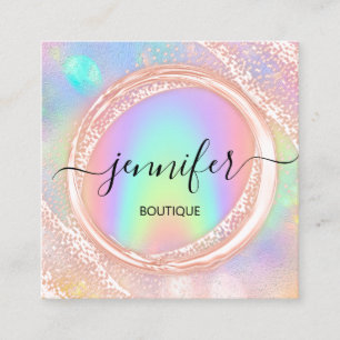 Professional Boutique Shop Beauty Glams Holograph Square Business Card