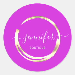 Professional Boutique Shop Fuchsia Gold Circle Classic Round Sticker