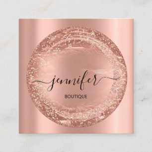Professional Boutique Shop Glitter Rose Gold Square Business Card