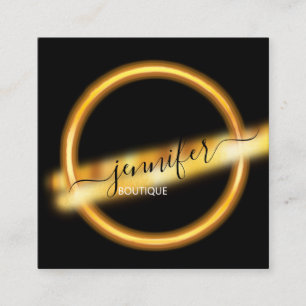Professional Boutique Shop Gold Black QRCODE Logo Square Business Card