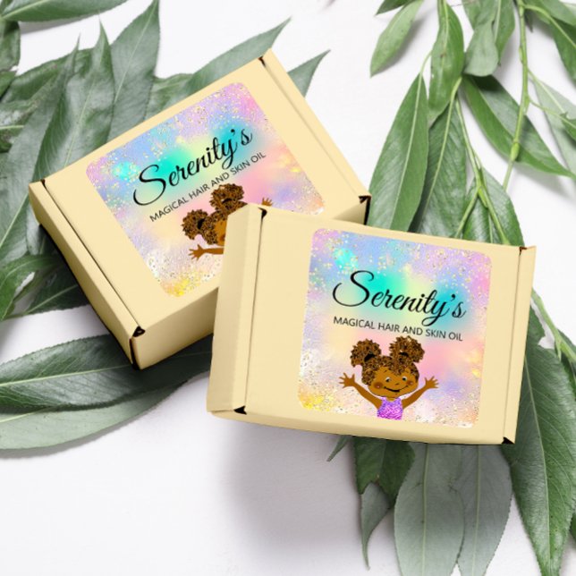 Professional Boutique Shop Gold Glitter Holograph Square Sticker (Creator Uploaded)