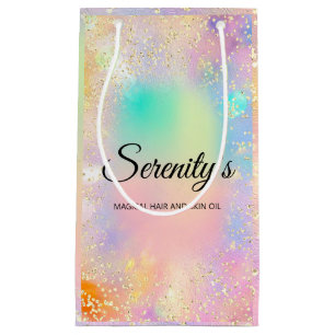 Professional Boutique Shop Holograph Pink Gold Small Gift Bag