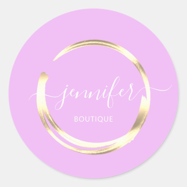 Professional Boutique Shop Lilac Gold Circle Classic Round Sticker (Front)