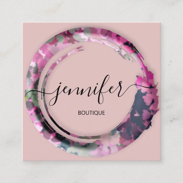 Professional Boutique Shop Mimetic Camouflage Rose Square Business Card (Front)