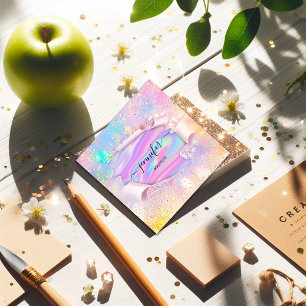 Professional Boutique Shop Name Holograph Glitter Square Business Card
