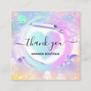 Professional Boutique Shop White Heart Holograph  Square Business Card