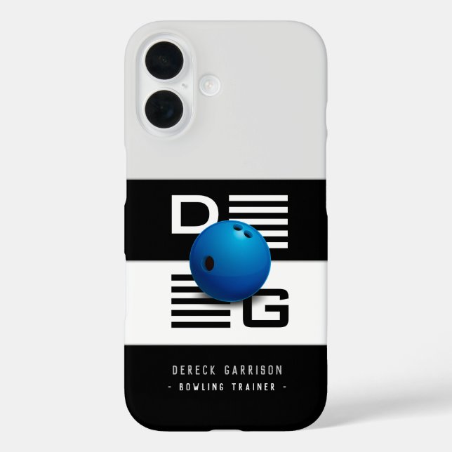 Professional Bowling Trainer | Initials Deep Blue Case-Mate iPhone Case (Back)
